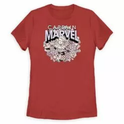 Captain Marvel Floral T-Shirt For Women