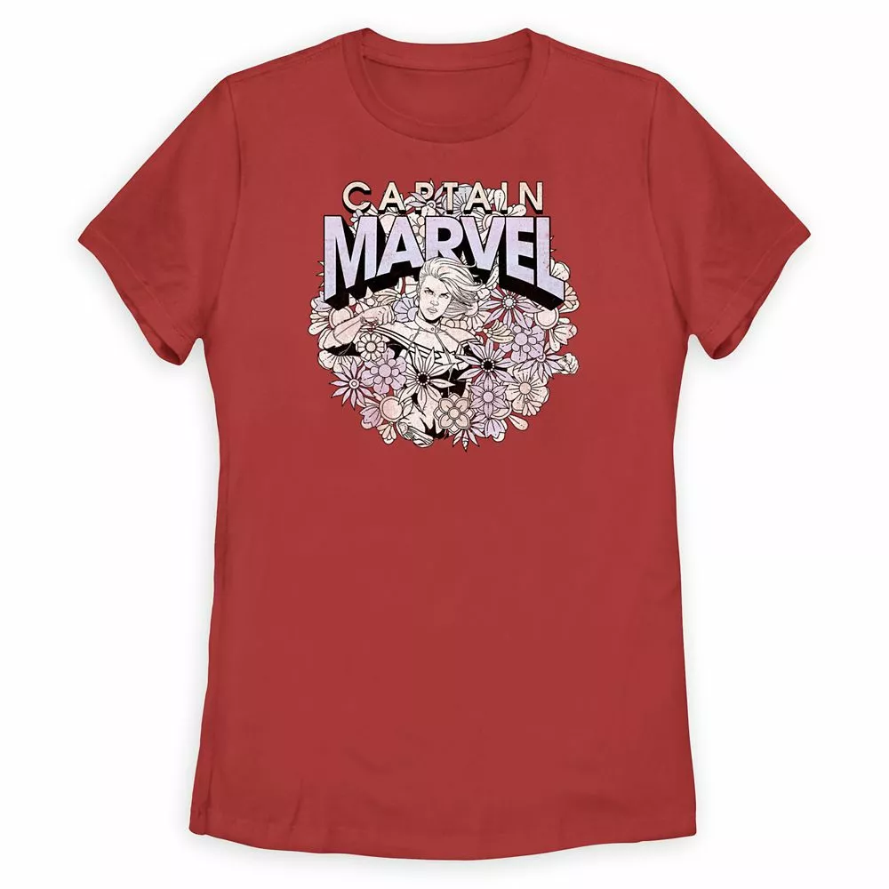 Captain Marvel Floral T-Shirt For Women 3 Captain Marvel Floral T-Shirt For Women