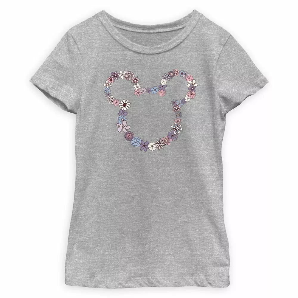 Mickey Mouse Floral Icon T-Shirt For Girls 3 Mickey Mouse Floral Icon T-Shirt For Girls